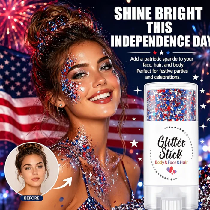 3-in-1 Patriotic Glow😍✨Red, White & Blue Glitter Body Stick