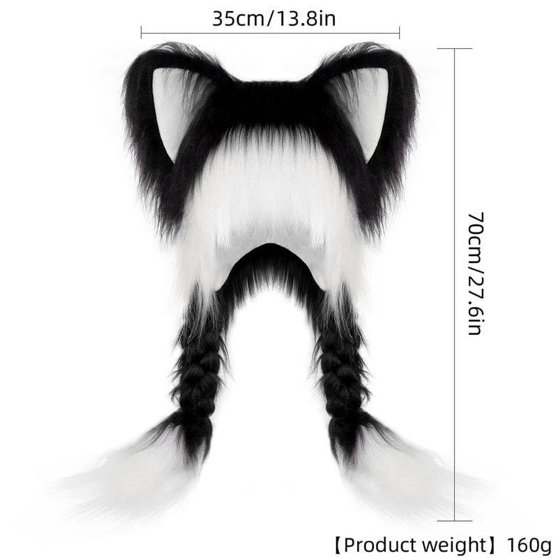 🔥Last Day 49% OFF - Soft Furry Animal Ear Hat with Braids
