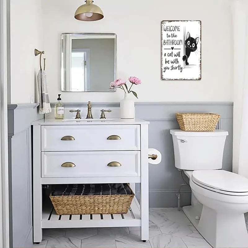 Vintage Black & White Cat Wall Art