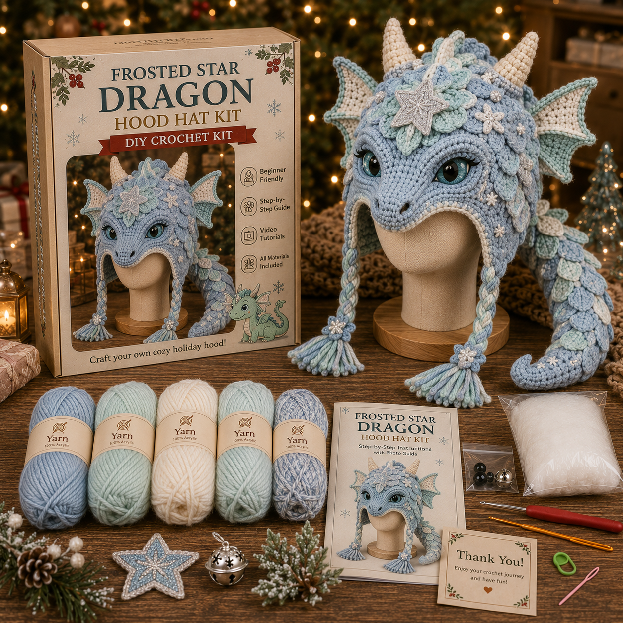 🔥Last Day🔥BUY 3 GET 1 FREE - Christmas Highland Cow Hood Hat DIY Crochet Kit™