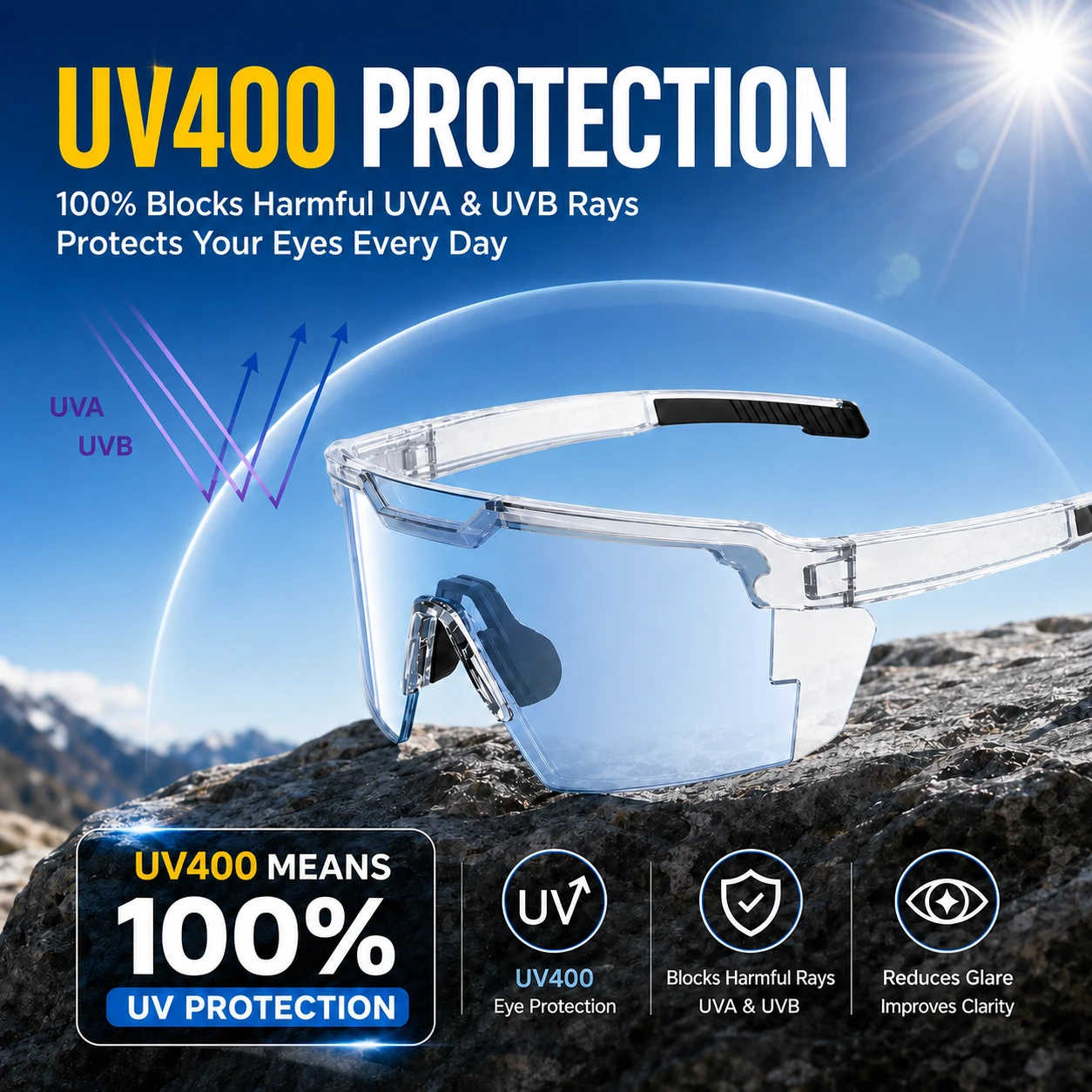🔥HOT SALE 49% OFF☀️🕶️UV400 Photochromic Polarized Safety Glasses – 🥇Impact Resistant Outdoor Sports & Work Eyewear✨