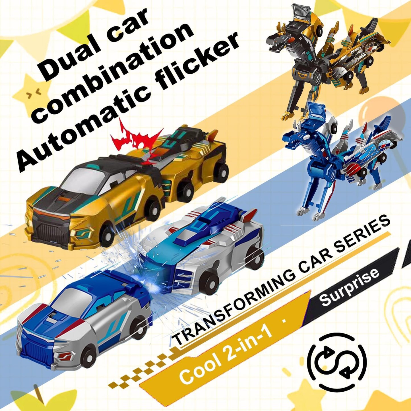 🎁Children's Day Special✨ Collision Transforming Dinosaur Car Toy