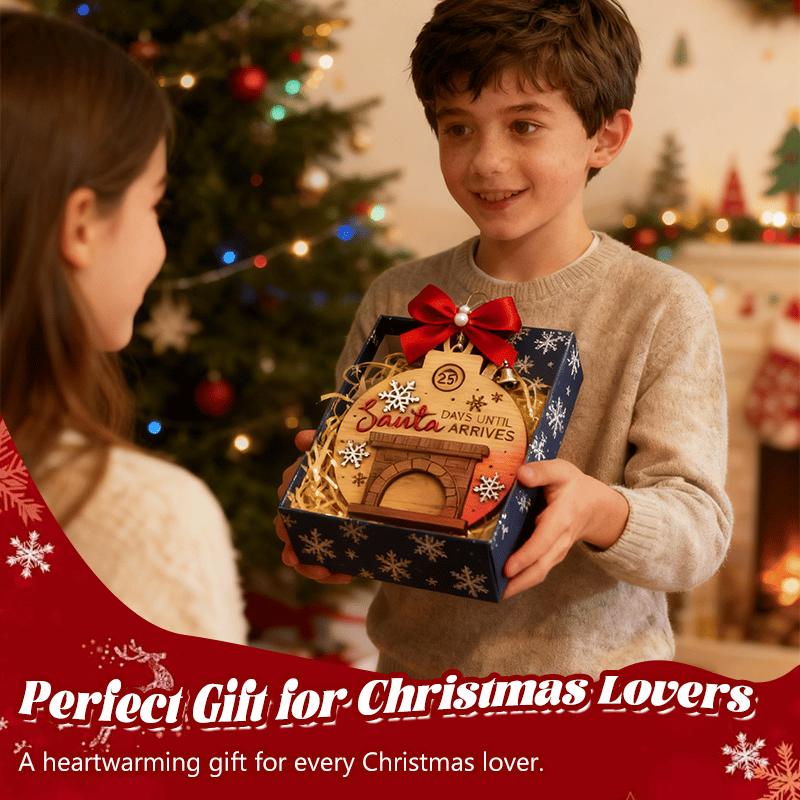 🎅Christmas Countdown Ornament - Santa in Chimney with Snowflakes