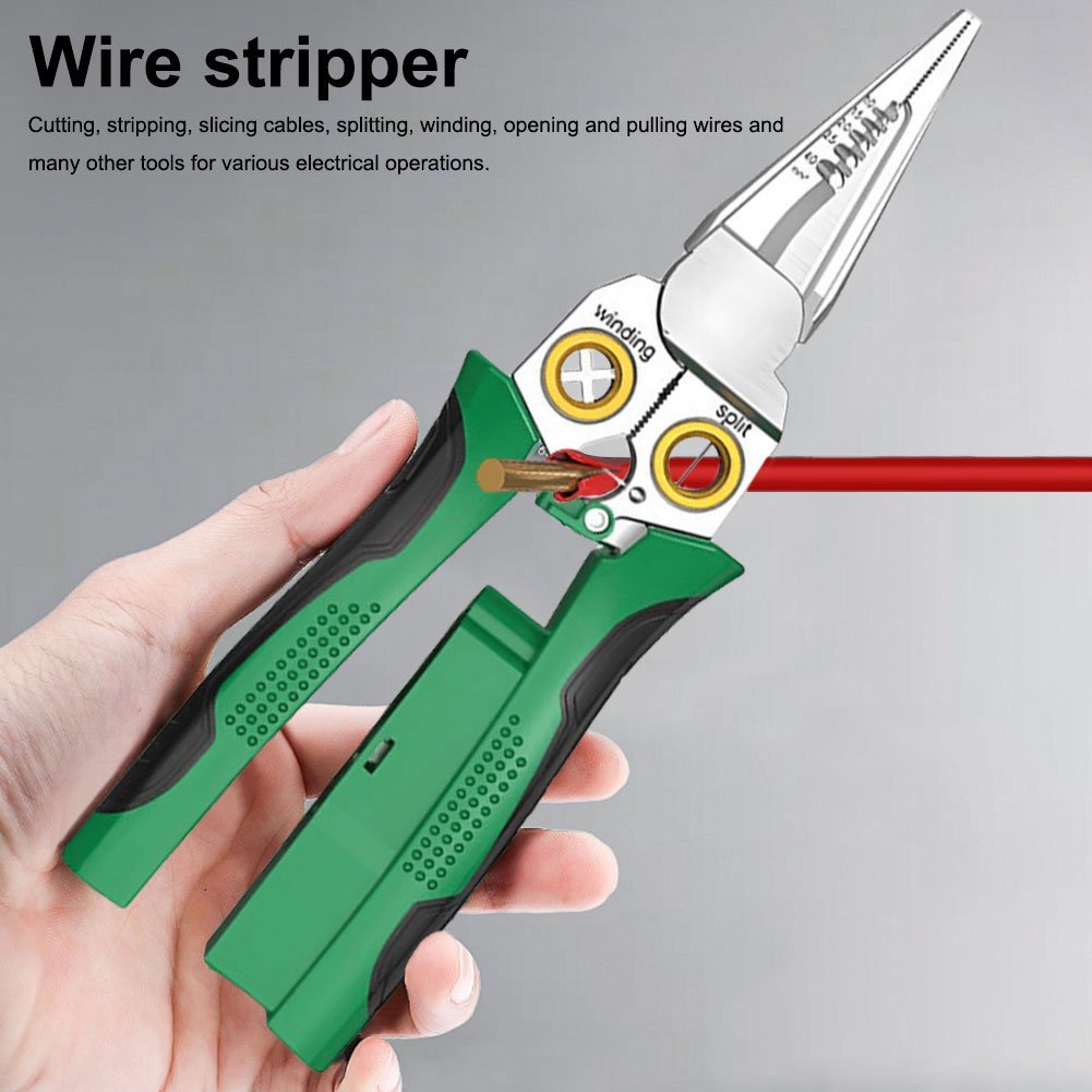 Outdoorfun 8 in 1 Wire Stripper Twister for Cutting and Pulling Wires Cable Scissors,Voltage Tester Pliers