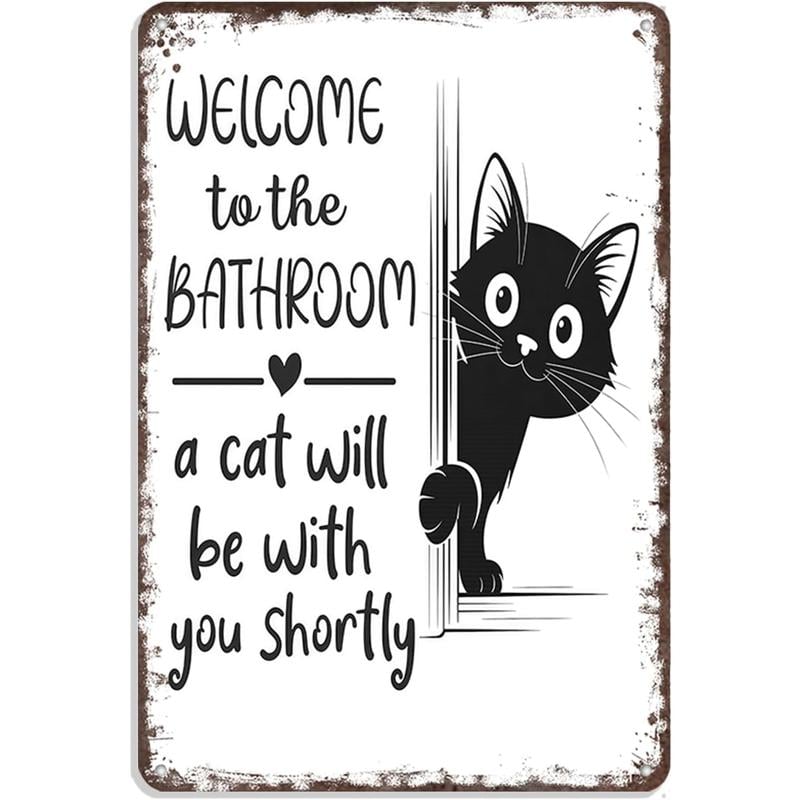 Vintage Black & White Cat Wall Art