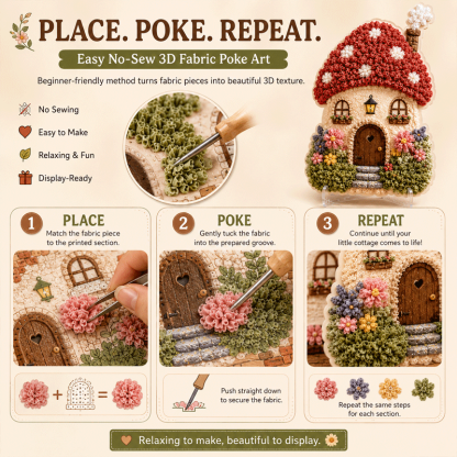 🏡 Whimsical Village 3D Fabric Poke Art Kit