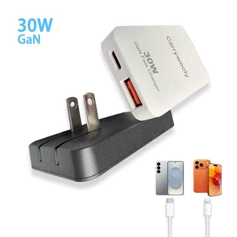 🔥Hot Sale 49% off🌟2-in-1 Pocket GaN Ultra-thin Charger Plug for iPhone 17 USB C,Travel Essentials Brick Multiport,Lightening+ Type C ,30W Fast Charging Foldable Block for iPhone 17 Pro/16/15/14/13,iPad,Galaxy