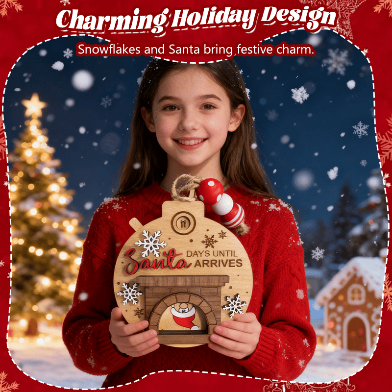 🎅Christmas Countdown Ornament - Santa in Chimney with Snowflakes