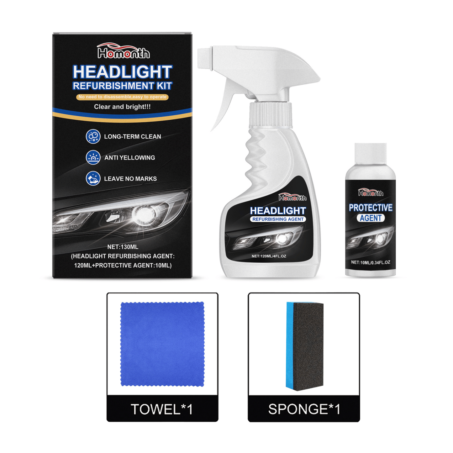 🚘Automotive Headlamp Restoration Fluid Kit✨ Restore Headlights in Min