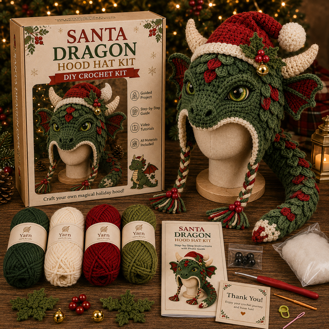 🔥Last Day🔥BUY 3 GET 1 FREE - Christmas Highland Cow Hood Hat DIY Crochet Kit™