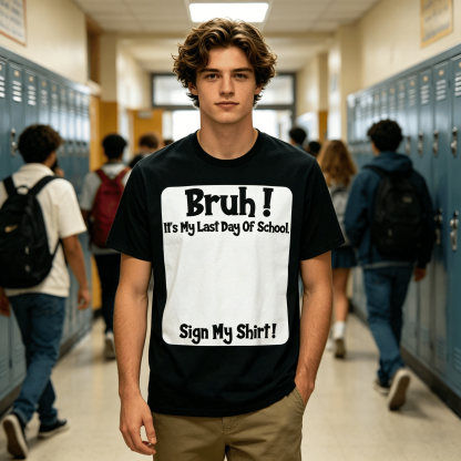Bruh It'S My Last Day Of School Sign My T-Shirt For Boys Soft Fabric