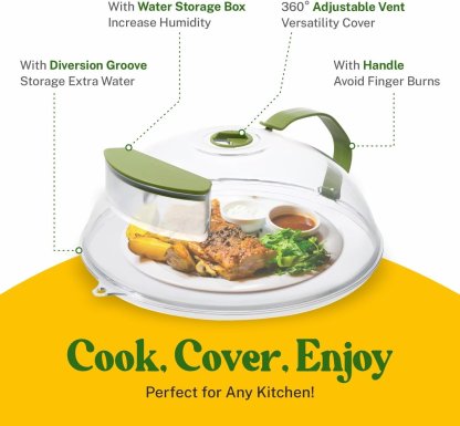 🍽️ Microwave Food Cover with Built-In Steamer 🔥