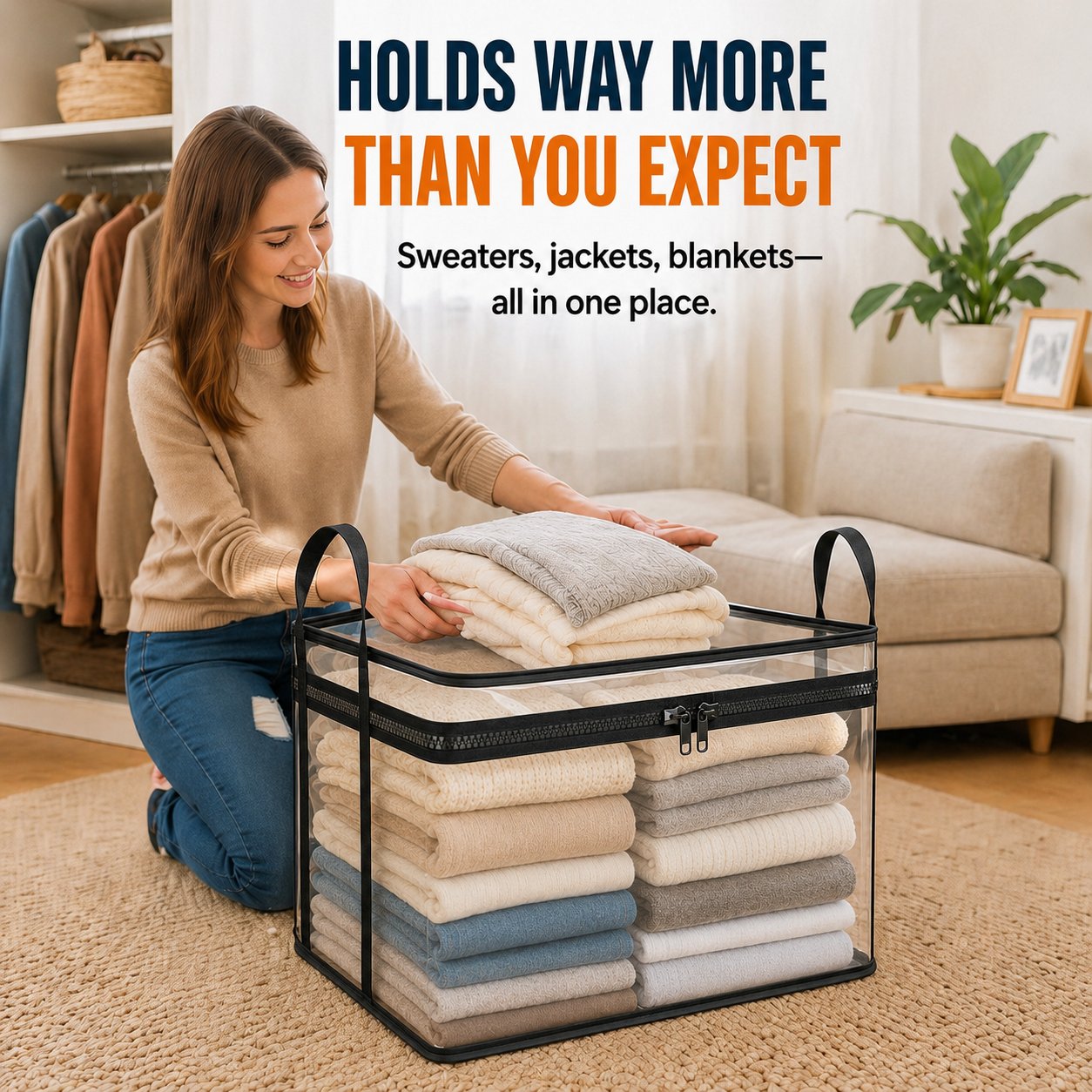 🔥Last Day 49% OFF📦Large Heavy-Duty Thick Plastic Clear Storage Bag for Clothes, Moving & Storage