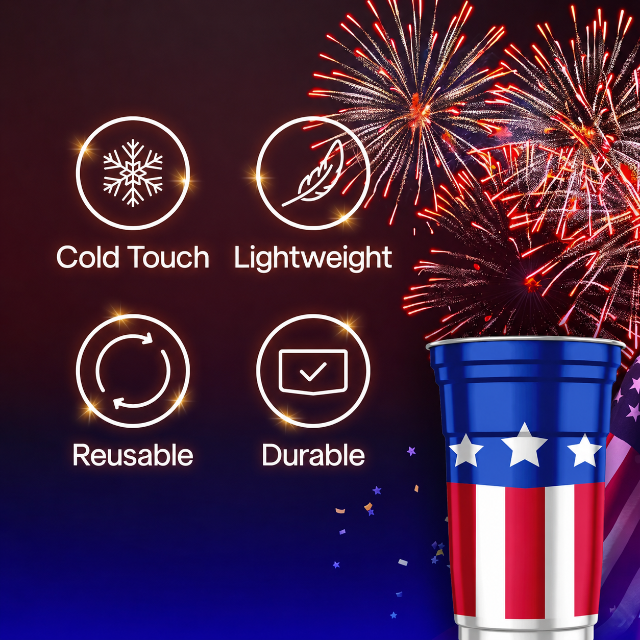 🇺🇸 250th Anniversary Patriotic Aluminum Party Cups