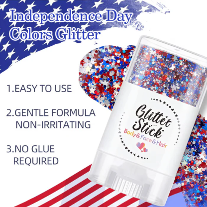 3-in-1 Patriotic Glow😍✨Red, White & Blue Glitter Body Stick
