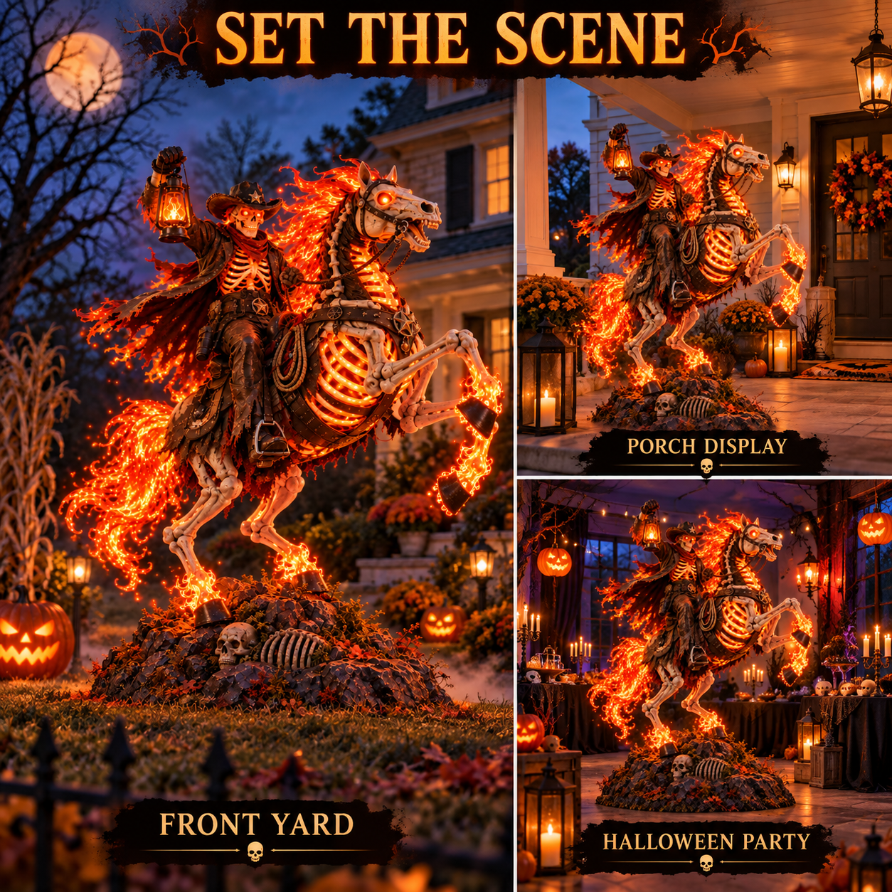 Halloween styling inspiration for a front yard, porch display and party setting