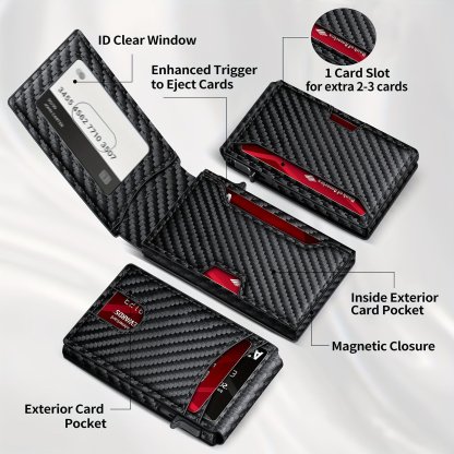 "Sleek Aluminum Bifold Wallet for Men | RFID-Blocking, Money Clip & ID Window – The Perfect Tech-Savvy Gift"