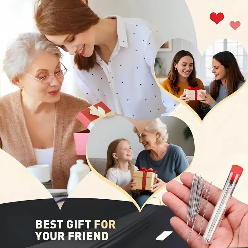 34PCS Big Eye Hand Sewing Needles Kit 📦 - Complete Pro Quilting & Mending Set