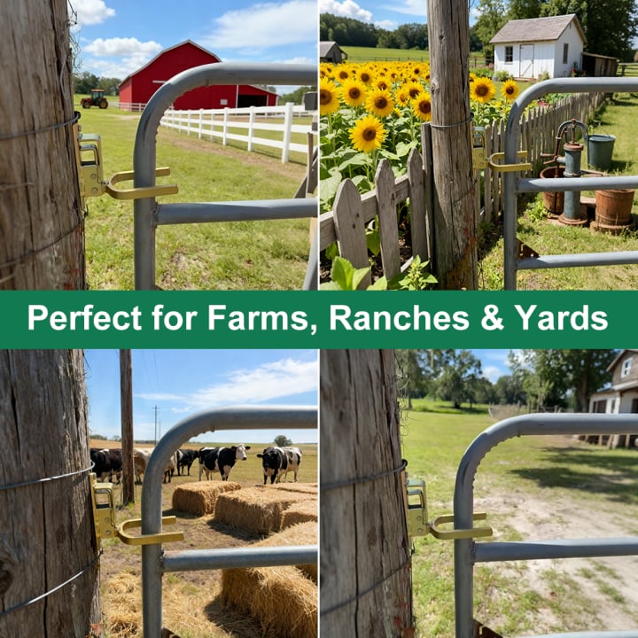 🔥LAST DAY 49% OFF🔥Instant Locking Gate Latch – Prevents Cattle, Sheep & Horses From Escaping