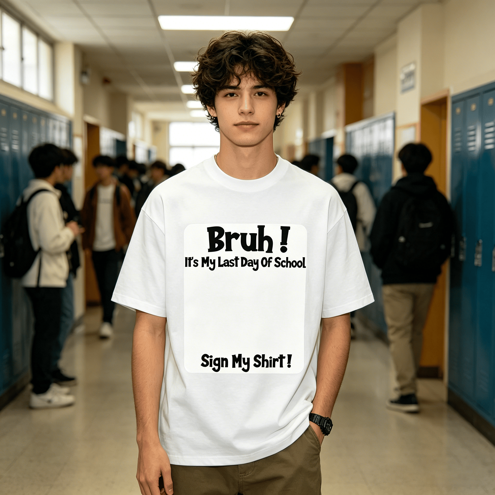 Bruh It'S My Last Day Of School Sign My T-Shirt For Boys Soft Fabric