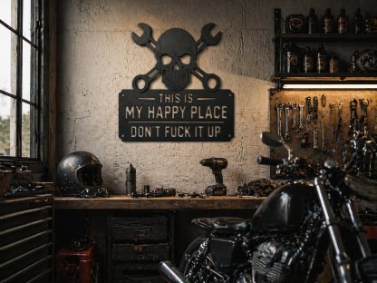 💀🛠️"This Is My Happy Place" Metal Wall Art Sign🔥