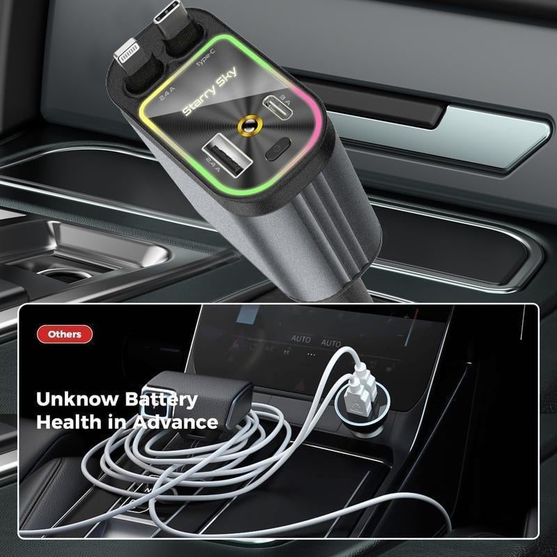 ⚡Starlight In Car Roof Retractable Car Charger,4-in-1 Fast Car Charger 🔋 | USB-C & Lightning | Fits iPhone & Android (Buy 2 FREE SHIPPING)