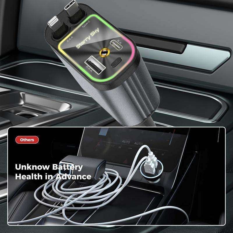 ⚡Starlight In Car Roof Retractable Car Charger,4-in-1 Fast Car Charger 🔋 | USB-C & Lightning | Fits iPhone & Android (Buy 2 FREE SHIPPING)