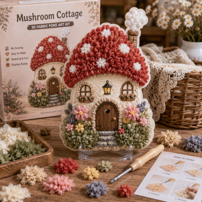 🏡 Whimsical Village 3D Fabric Poke Art Kit