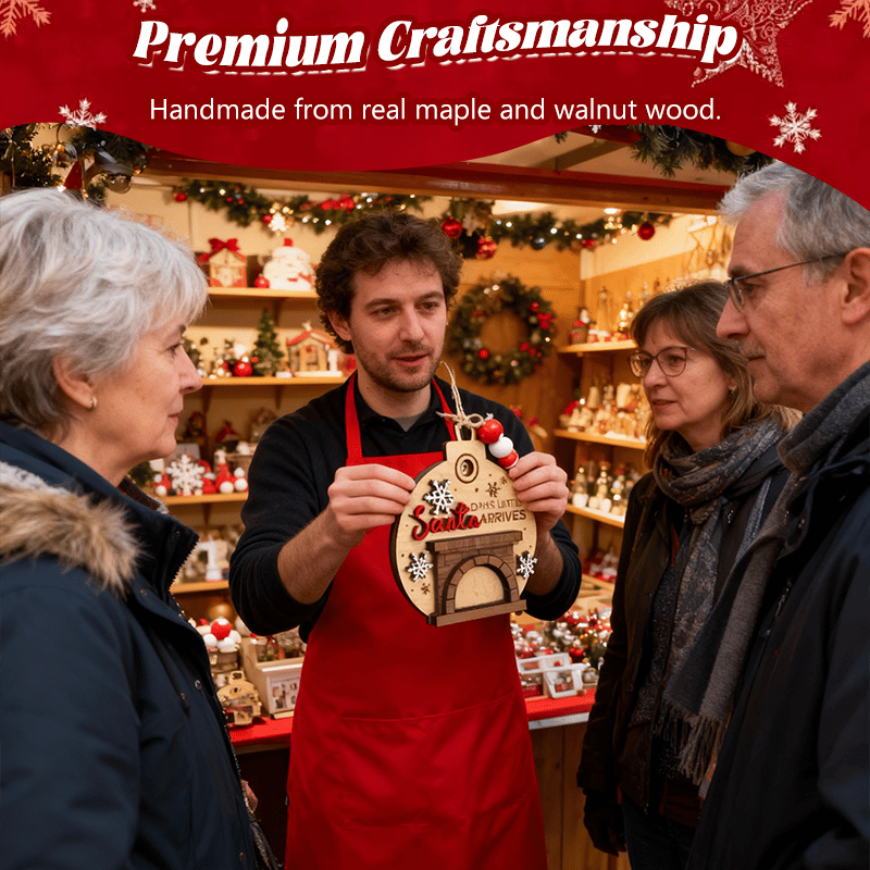 🎅Christmas Countdown Ornament - Santa in Chimney with Snowflakes