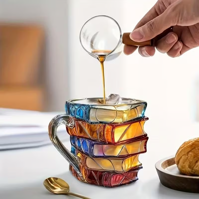 📚 Stacked Books Glass Mug