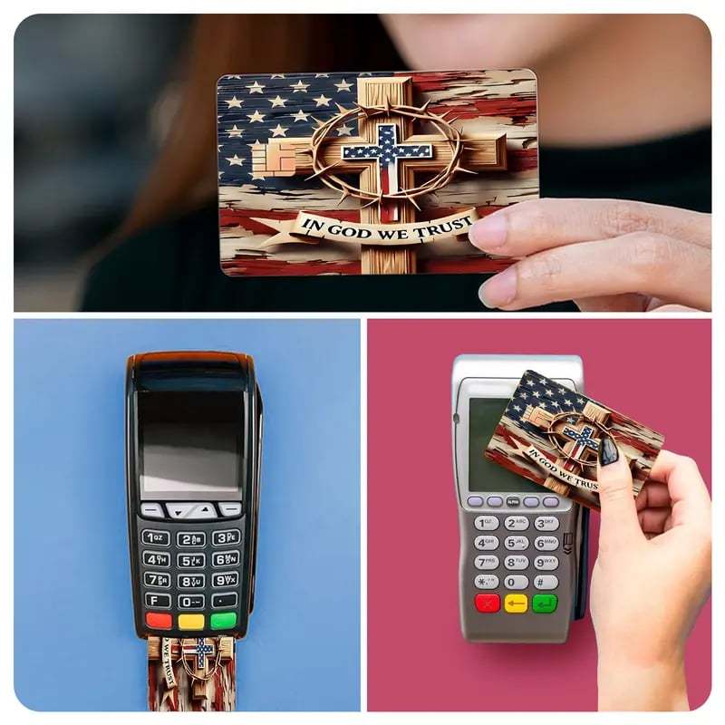 🔥Last Day 49% OFF - 💳✝️ Faith & Patriot Card Sticker Set – Inspirational Credit Card Stickers with Cross & Scripture Designs