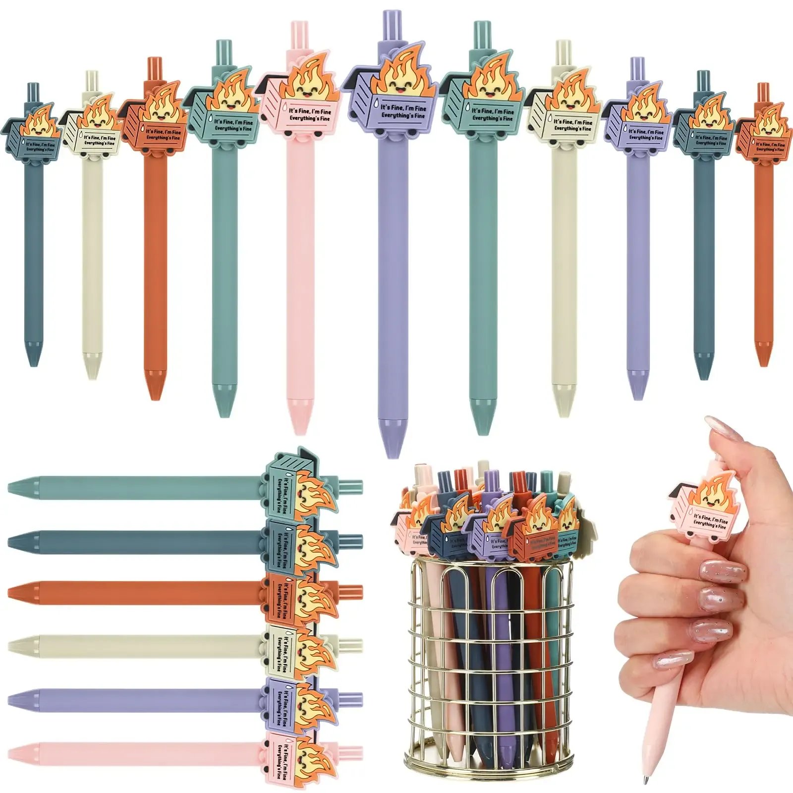 Dumpster Fire Pens Funny Luminous Ballpoint Pen Emotional Support