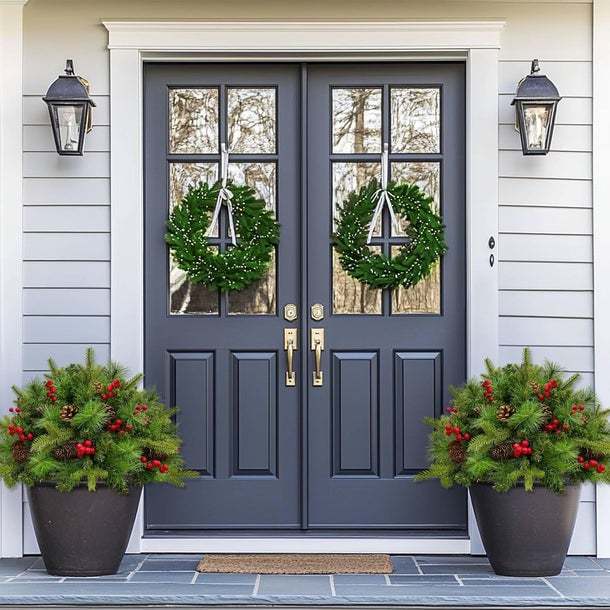 🎄🔥Pre-lit Artificial Christmas Tree Urn Filler💐