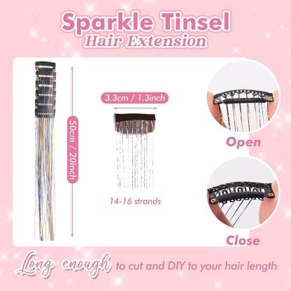 🔥Last Day 49% OFF ✨Clip-in Tinsel Hair Extensions(A set of 12 pieces)