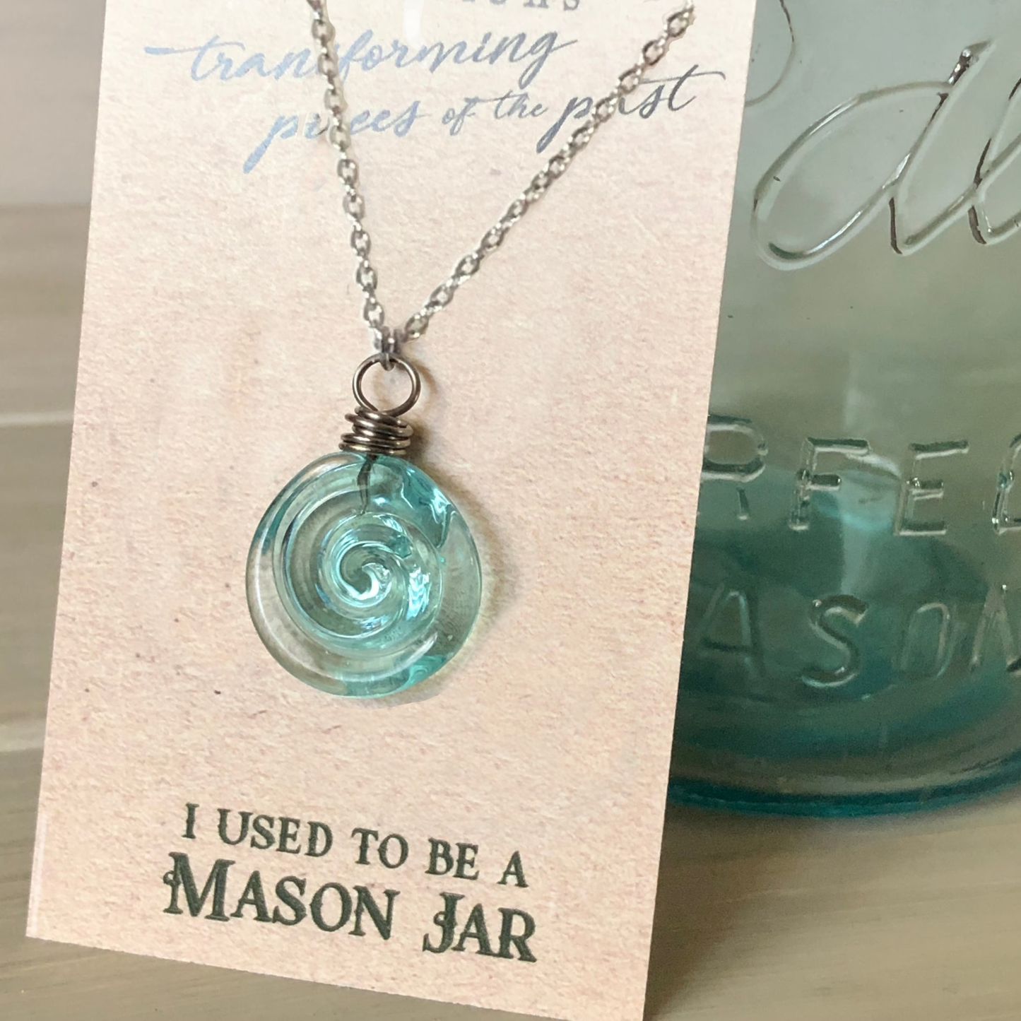 Recycled Glass Spiral Earrings: Upcycled Mason Jar Dangles