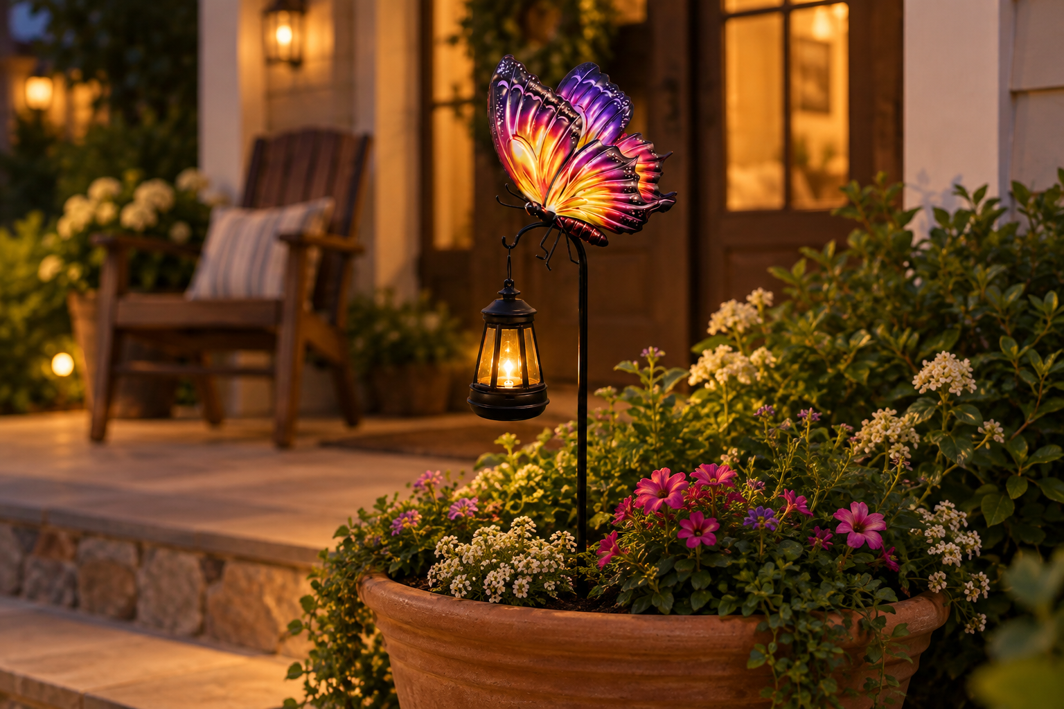 Butterfly light on porch