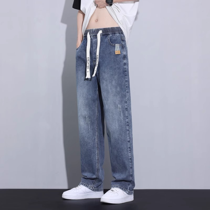Men's Elastic Stretch Wide Leg Straight Fit Jeans