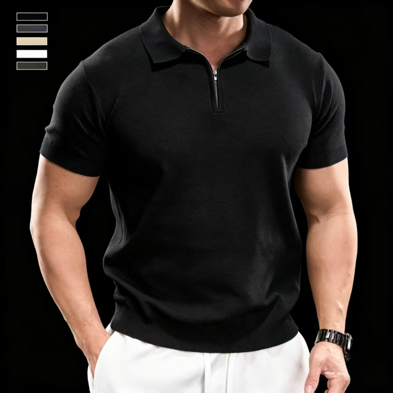 Men's Premium Half-Zip Knit Polo ⭐