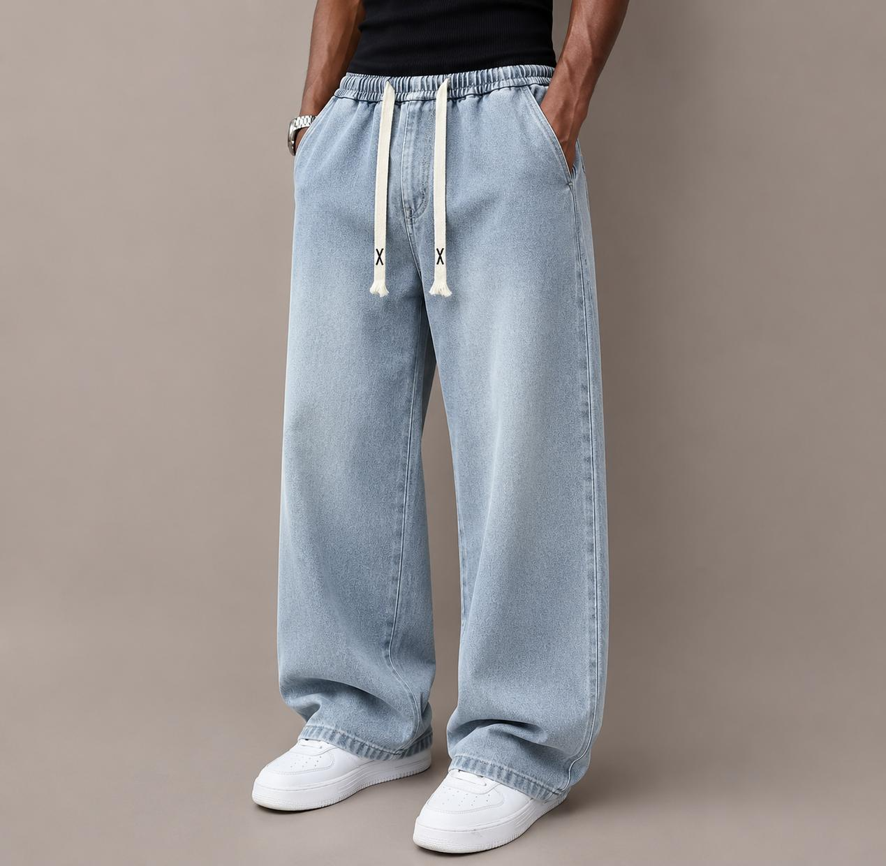 ⭐⭐⭐Men’s Relaxed Wide-Leg Straight Denim Jeans