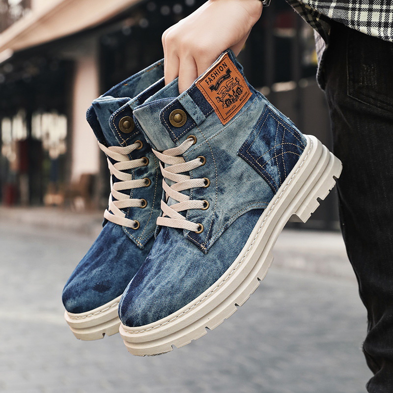 Men's Fashion Denim Combat Boots
