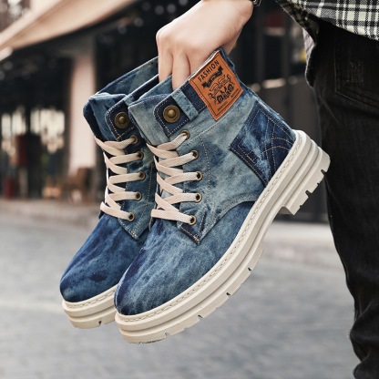Men's Fashion Denim Combat Boots