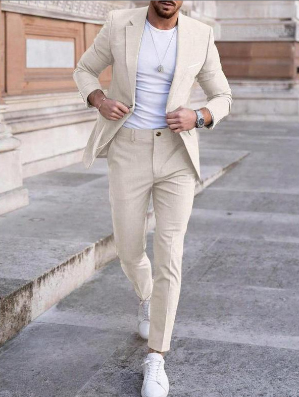 Men's Modern Double-Breasted Casual Suit