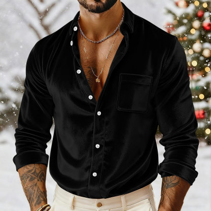 🌟Men’s Luxury Velvet Button-Up Shirt