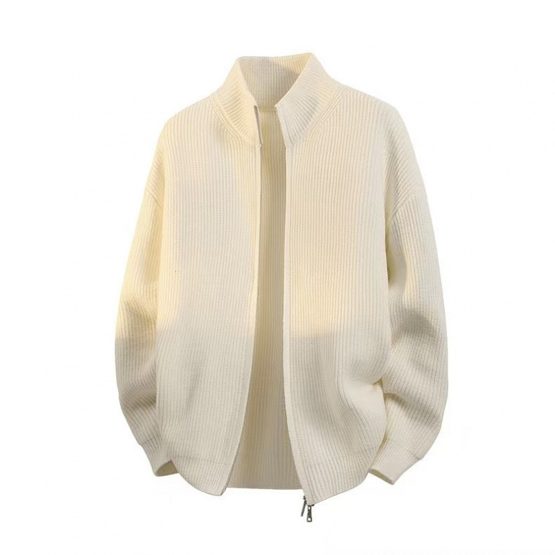 New Solid Color Stand Collar Men's Cardigan