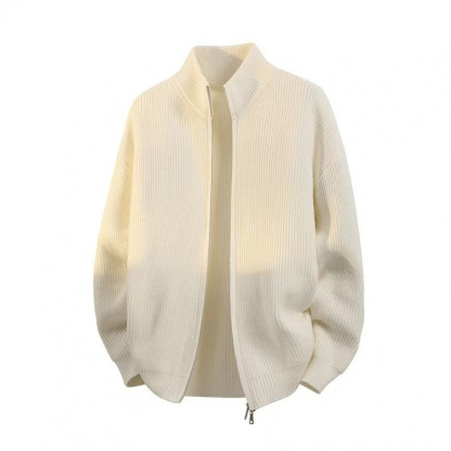 New Solid Color Stand Collar Men's Cardigan 