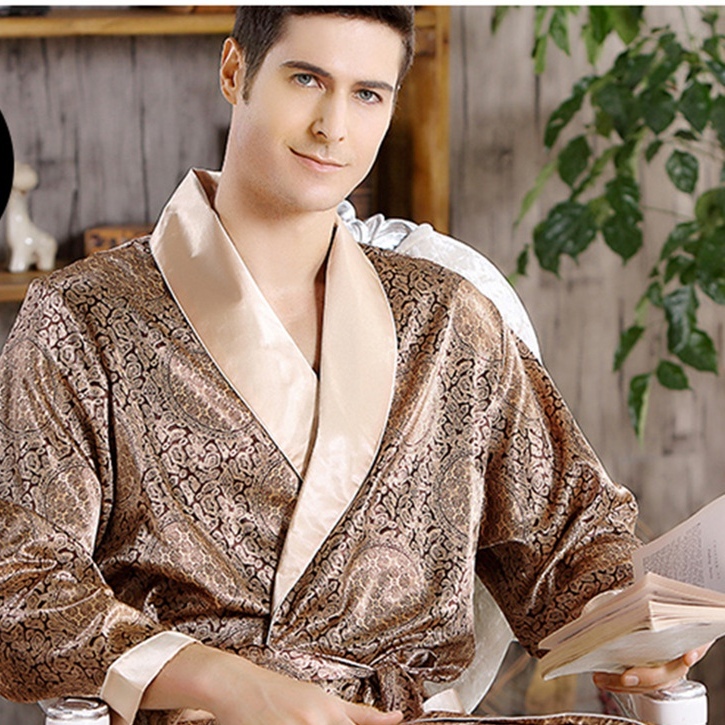 💎💎💎Men's High-End Silk Bathrobe