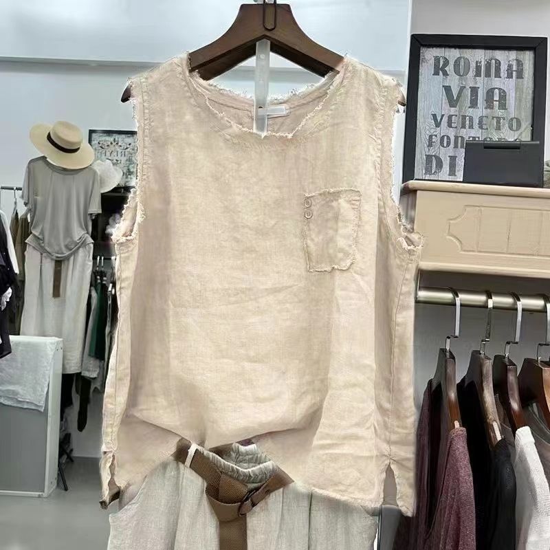 2026 Fashionable Designed Linen Sleeveless Vest