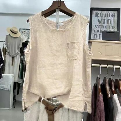 2026 Fashionable Designed Linen Sleeveless Vest