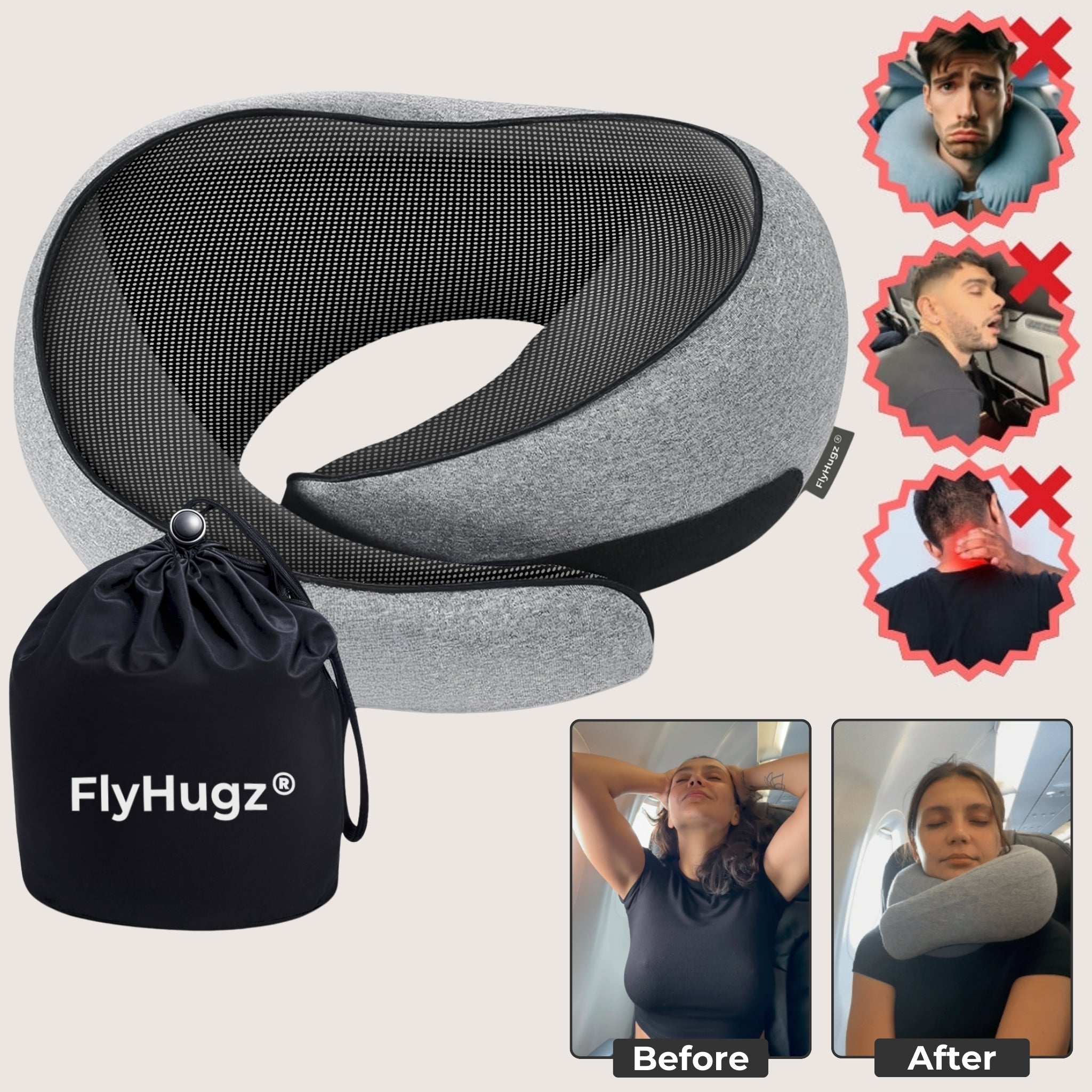 Portable U-Shaped Memory Foam Neck Pillow