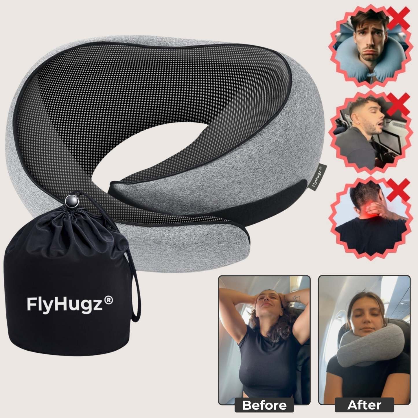 Portable U-Shaped Memory Foam Neck Pillow